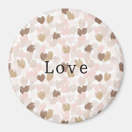 Pink Cream Brown Hearts Love Magnet