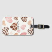 Pink Cream Brown Leopard Hearts Gepäckanhänger (Vorderseite (Horizontal))