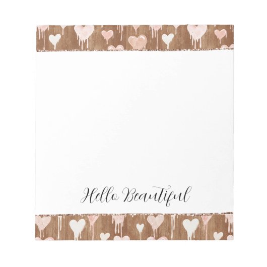 Pink Cream Chocolate Brown Hearts Notizblock (Vorderseite)