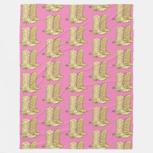 Pink Cream Cowgirl Cowboy Boots Fleecedecke (Vorderseite)