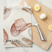 Pink Cream Cowgirl Hats Geschirrtuch (Viertel Falte)