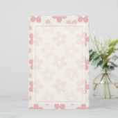 Pink Cream Daisy Blume Retro Muster Briefpapier (Stehend Vorderseite)