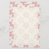 Pink Cream Daisy Blume Retro Muster Briefpapier (Vorne/Hinten)