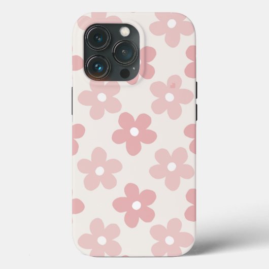 Pink Cream Daisy Blume Retro Muster Case-Mate iPhone Hülle (Rückseite)