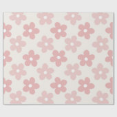 Pink Cream Daisy Blume Retro Muster Geschenkpapier (Flach)