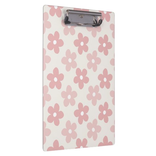 Pink Cream Daisy Blume Retro Muster Klemmbrett (Rechts)