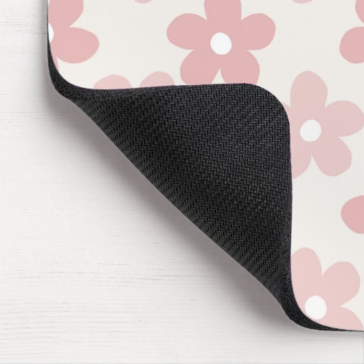 Pink Cream Daisy Blume Retro Muster Mousepad (Ecke)