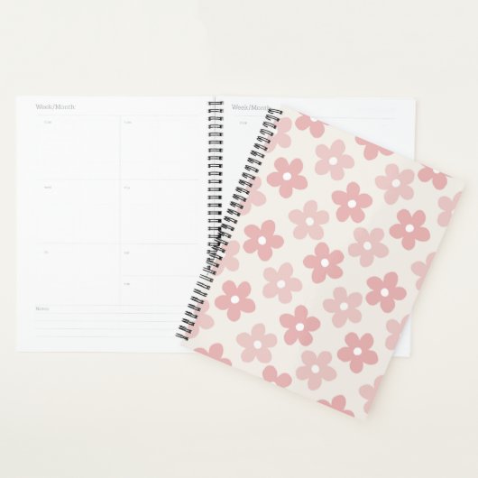 Pink Cream Daisy Blume Retro Muster Planer (Anzeige)