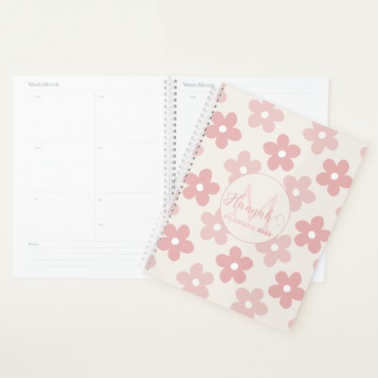 Pink Cream Daisy Blume Retro Muster Planer (Anzeige)
