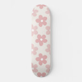Pink Cream Daisy Blume Retro Muster Skateboard (Vorderseite)