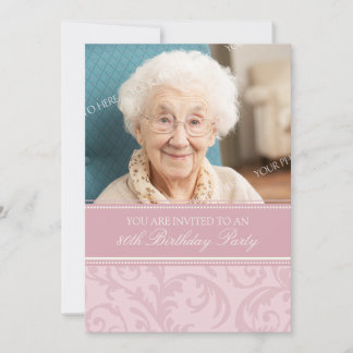 Pink Cream Floral 80. Geburtstagsparty Einladungen