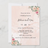 Pink Cream Floral Elegant Wedding Invitation Einladung (Vorderseite)