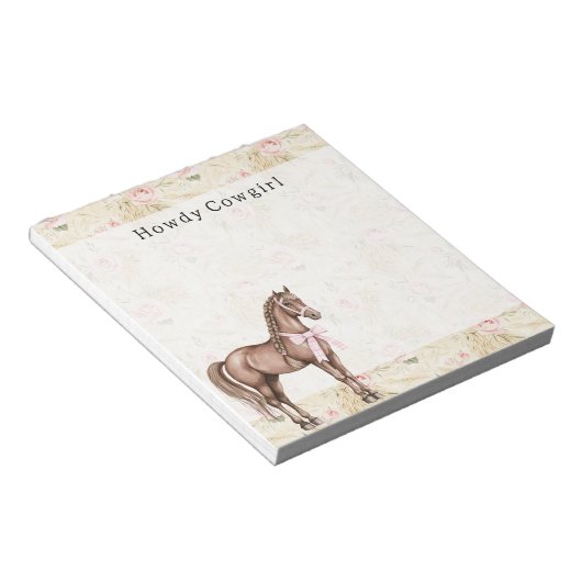 Pink Cream Floral Horse Notizblock (angewinkelt)