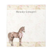 Pink Cream Floral Horse Notizblock (Vorderseite)