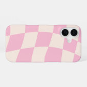 Pink Cream Grid Check Checker Board Phone Case iPhone 16 Hülle (Rückseite (Horizontal))