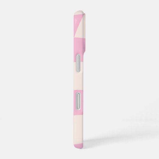 Pink Cream Grid Check Checker Board Phone Case iPhone 16 Hülle (Rechte Seite)