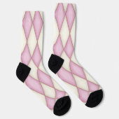 Pink & Cream Harlequin Diamond Karo Pattern Fun Socken (Rechts)