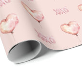 Pink Cream Heart Balloon XOXO Geschenkpapier (Rolleneckpunkt)