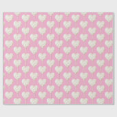 Pink Cream Heart on Stick Birthday Geschenkpapier (Flach)