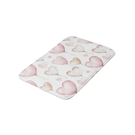 Pink Cream Hearts Badematte (Schrägansicht)