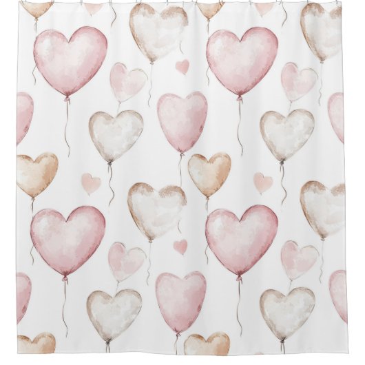 Pink Cream Hearts Duschvorhang (Vorderseite)