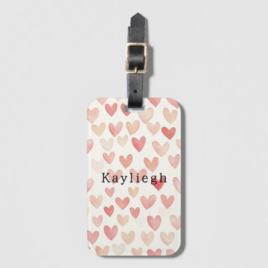 Pink Cream Hearts Gepäckanhänger (Vorderseite Vertikal)