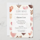 Pink Cream Hearts Leopard Geburtstag Einladung (Vorderseite)