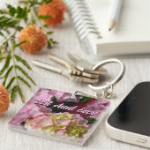 Pink Cream Hydrangeas gelb rosa Blumenstrauß Tante Schlüsselanhänger (Vorderseite rechts)