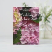 Pink Cream Hydrangeas gelb rosa Blumenzehen Einladung (Stehend Vorderseite)