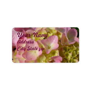 Pink Cream Hydrangeas gelb rosa grüne Blüte Adressaufkleber