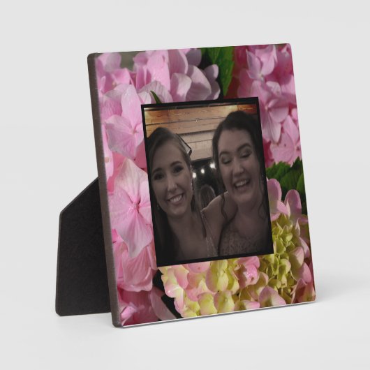 Pink Cream Hydrangeas gelb rosa grüne Blüte Fotoplatte (Vorderseite)