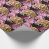 Pink Cream Hydrangeas gelb rosa grüne Blüte Geschenkpapier (Ecke)