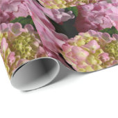 Pink Cream Hydrangeas gelb rosa grüne Blüte Geschenkpapier (Rolleneckpunkt)