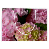 Pink Cream Hydrangeas gelb rosa grüne Blüte Große Geschenktüte (Rückseite)