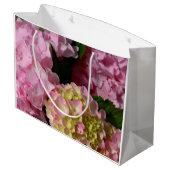 Pink Cream Hydrangeas gelb rosa grüne Blüte Große Geschenktüte (Rückseite Schrägansicht)