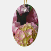 Pink Cream Hydrangeas gelb rosa grüne Blüte Keramikornament (Links)