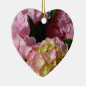 Pink Cream Hydrangeas gelb rosa grüne Blüte Keramikornament (Rechts)