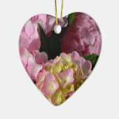 Pink Cream Hydrangeas gelb rosa grüne Blüte Keramikornament (Links)