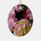Pink Cream Hydrangeas gelb rosa grüne Blüte Keramikornament (Rechts)