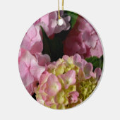 Pink Cream Hydrangeas gelb rosa grüne Blüte Keramikornament (Links)