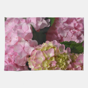 Pink Cream Hydrangeas gelb rosa grüne Blüte Küchentuch