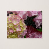Pink Cream Hydrangeas gelb rosa grüne Blüte Puzzle (Horizontal)