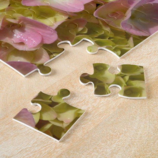 Pink Cream Hydrangeas gelb rosa grüne Blüte Puzzle (Seite)