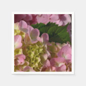 Pink Cream Hydrangeas gelb rosa grüne Blüte Serviette (Vorderseite)