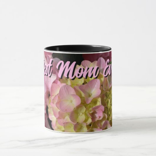 Pink Cream Hydrangeas gelbe, rosa Blumenmütter Tasse (Zentrum)