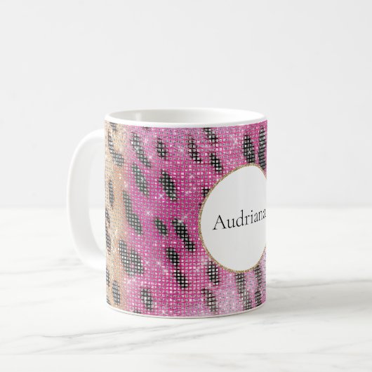 Pink Cream Leopard Kaffeetasse (Vorderseite Links)