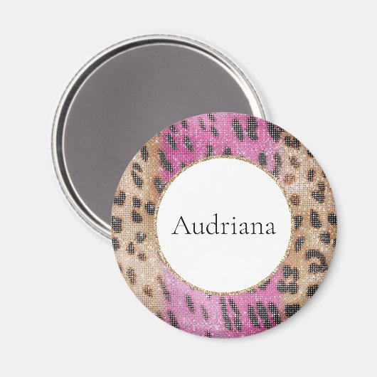 Pink Cream Leopard Magnet (Vorderseite/Rückseite)