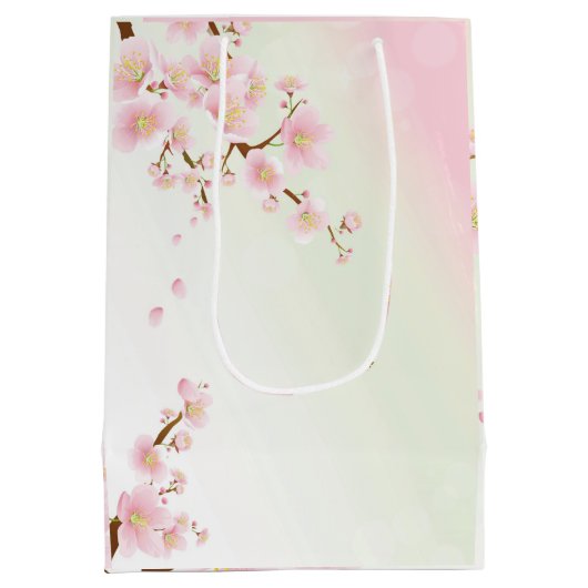 Pink & Cream Magnolia Blossom Naturschöner Wellnes Mittlere Geschenktüte (Rückseite)