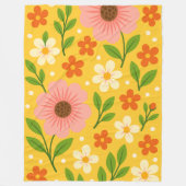 Pink, cream & Orange Flowers with Green Leaves Fleecedecke (Vorderseite)