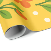 Pink, cream & Orange Flowers with Green Leaves Geschenkpapier (Rolleneckpunkt)